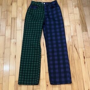 Ragged Jeans Plaid Green, Purple and Black Jeans